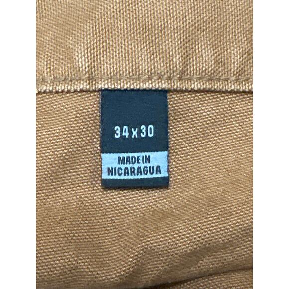 Carhartt B11 Brown Washed Duck Loose Fit Straight Baggy Work Utility Pants 34x30 - Picture 4 of 5